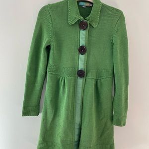 BODEN retro KNIT JACKET GREEN 100% COTTON BUTTON FRONT SIZE 10